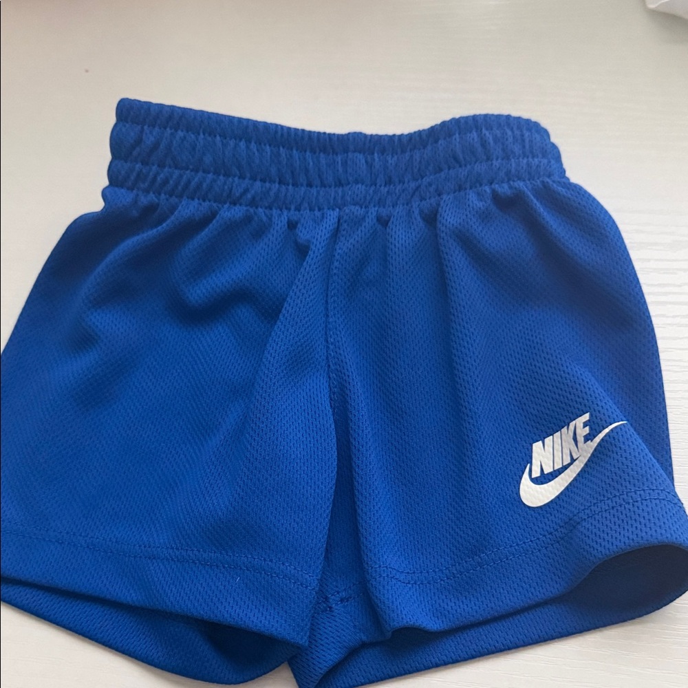 Nike White T-Shirt with Blue Logo and Royal Blue Shorts - Picture 2 of 3